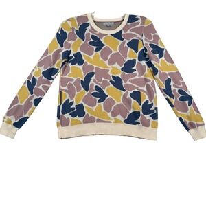 Daniel Rainn Women's Large Multicolor Abstract Print Cotton Knit Sweater